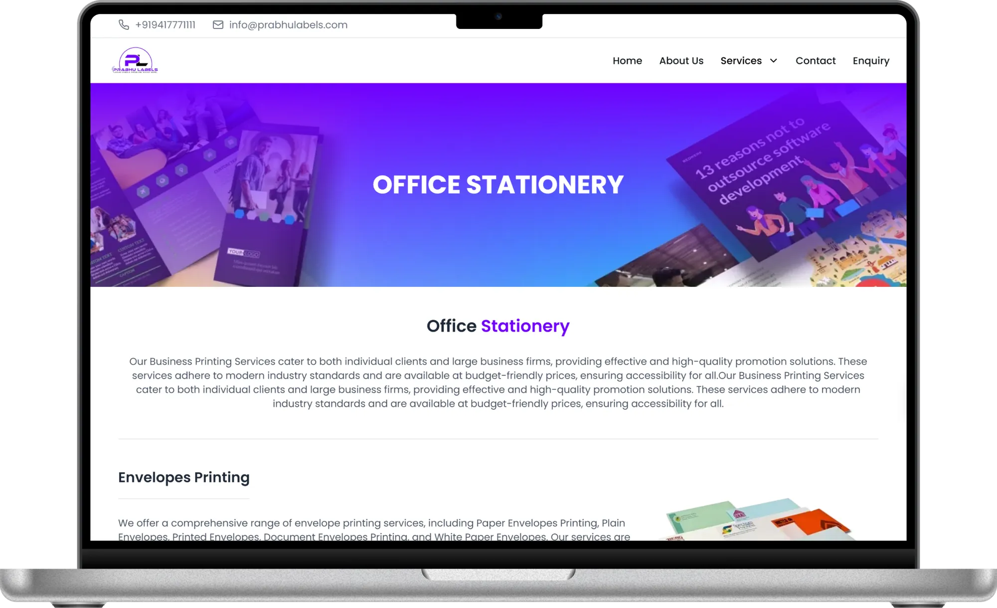Prabhu Labels web screenshot 2 showing key features and user interface